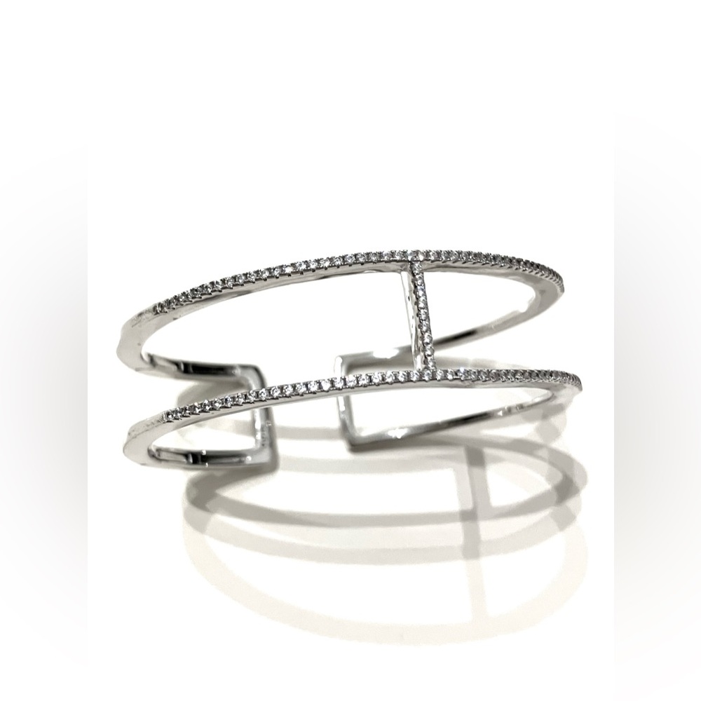 Apm Monaco Sterling Silver Pave Bracelet